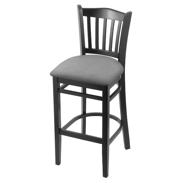 25" Counter Stool, Black Finish, Canter Grey Seat